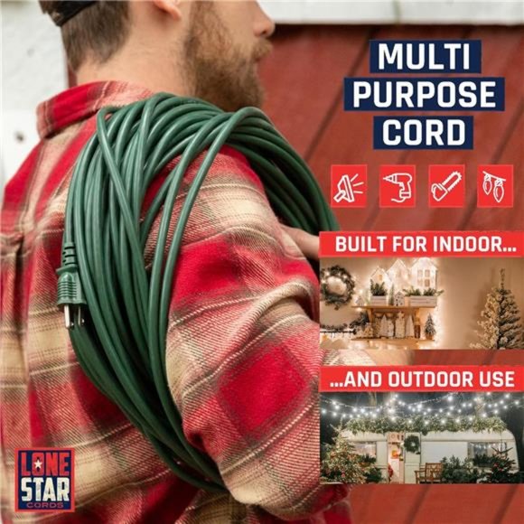 100 Ft Extra Long Outdoor Extension Cord with Prong 16 Gauge Weatherproof - Picture 4 of 6